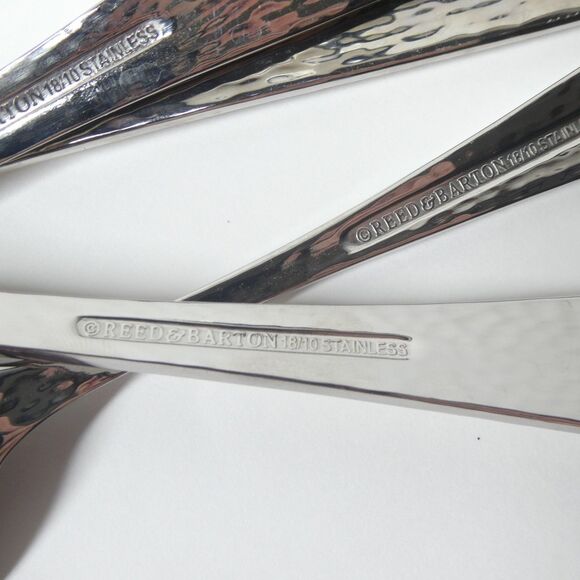 Reed & Barton River Hammered 18/10 Stainless Flatware 5pc Hostess Serving Pieces - Picture 7 of 7